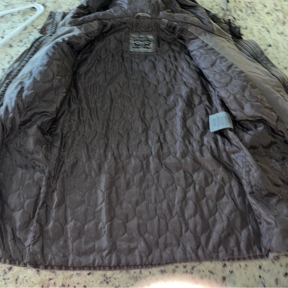 Levi’s Military Field Jacked Size Medium Grey Brown 5 Pocket Women’s Hooded - Picture 8 of 11
